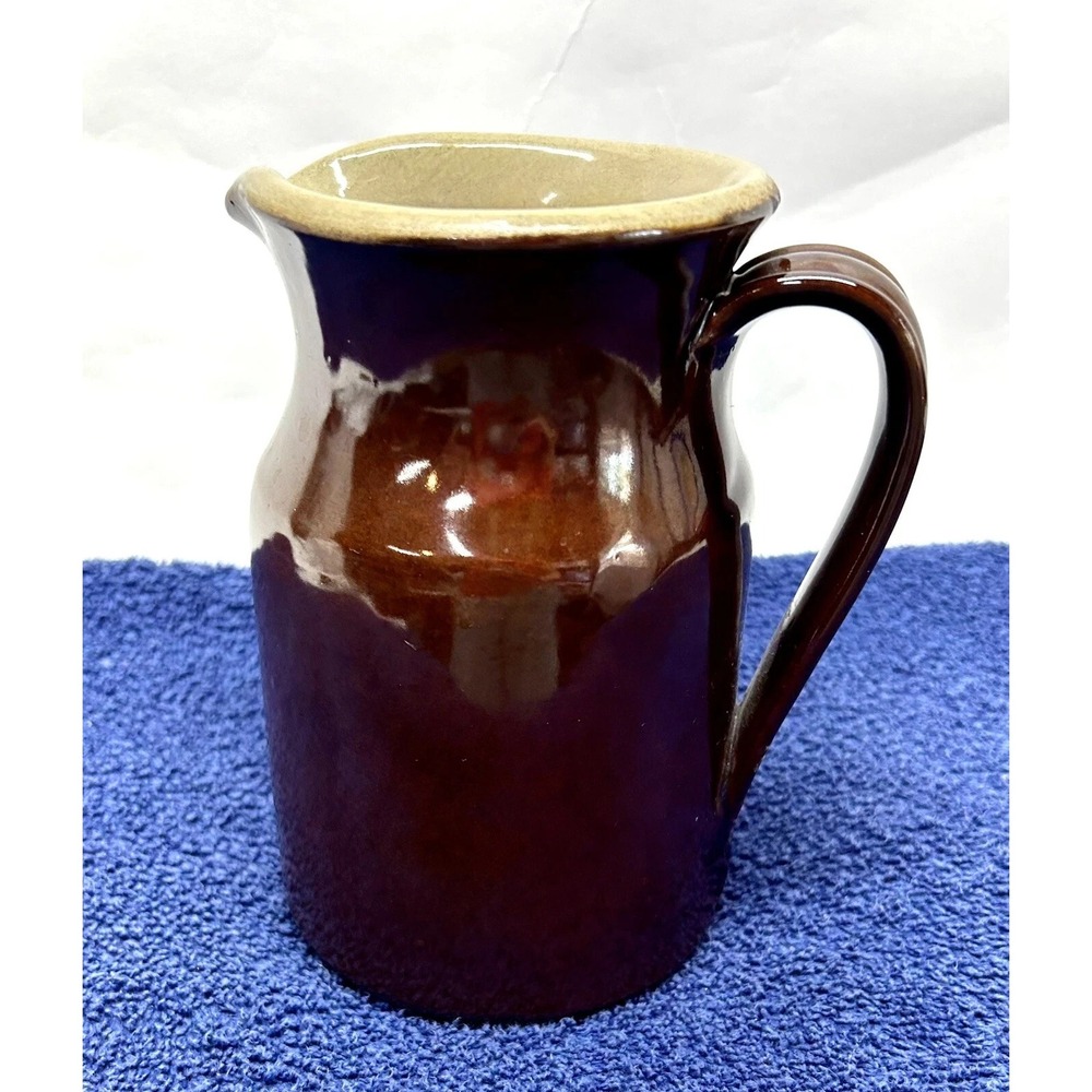 Vintage Handmade Moira Stoneware Brown 6inch Cream Pitcher Made in England